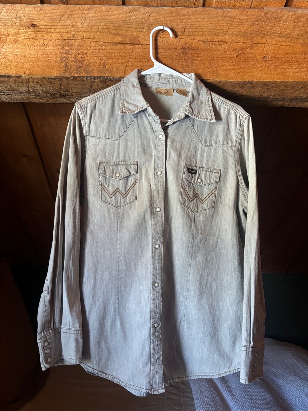 Wrangler Light Gray Denim Western Shirt